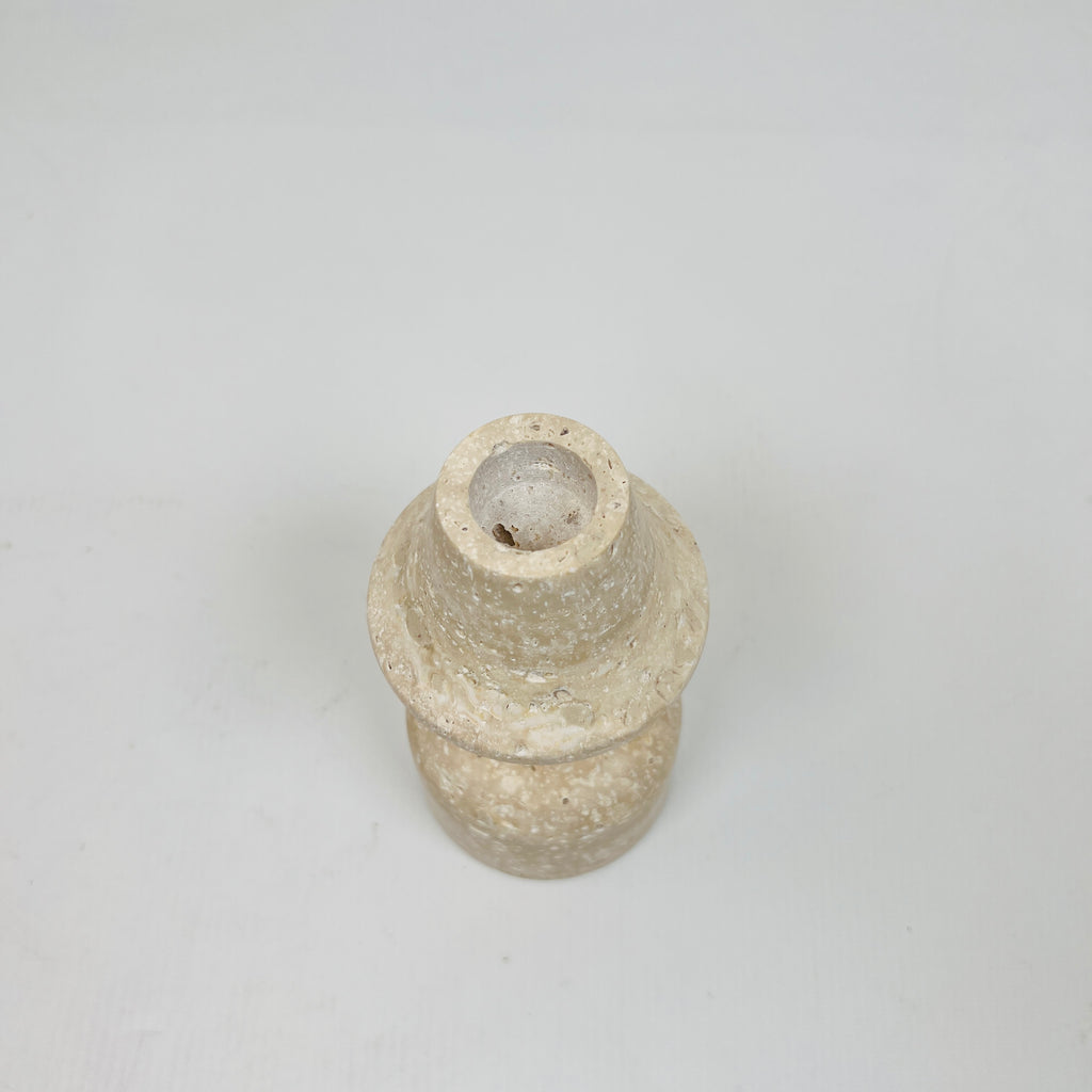 Cone Head Dumbbell Bottom Travertine Candle Stand