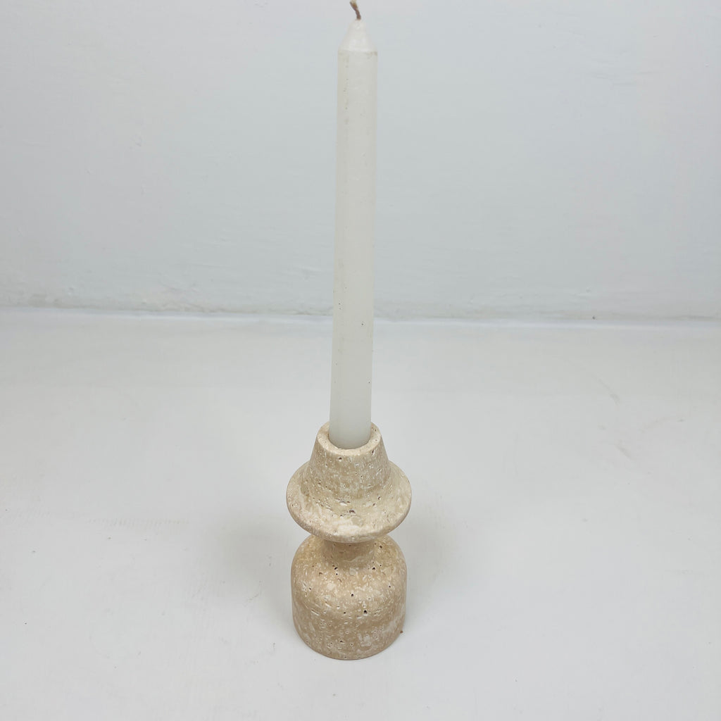 Cone Head Dumbbell Bottom Travertine Candle Stand