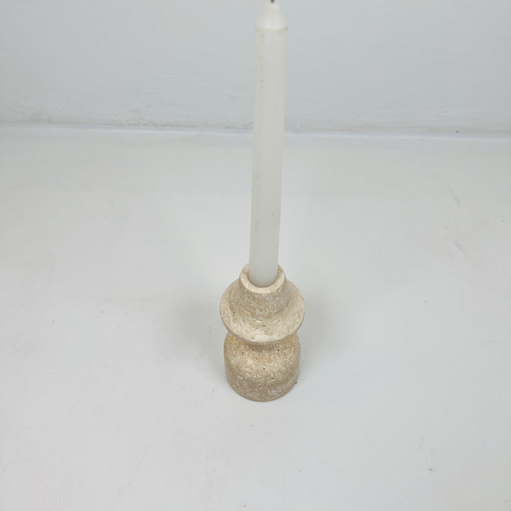 Cone Head Dumbbell Bottom Travertine Candle Stand