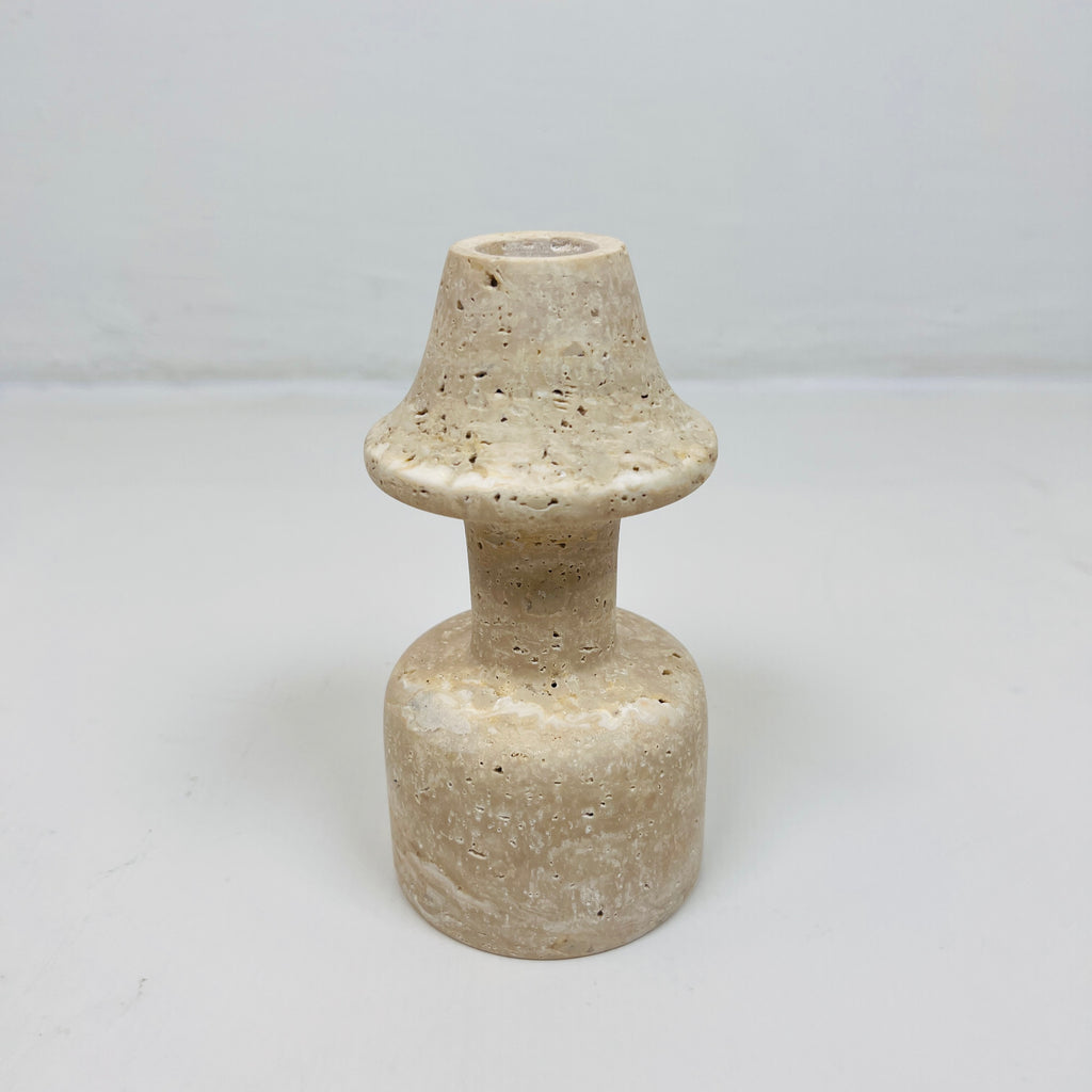 Cone Head Dumbbell Bottom Travertine Candle Stand