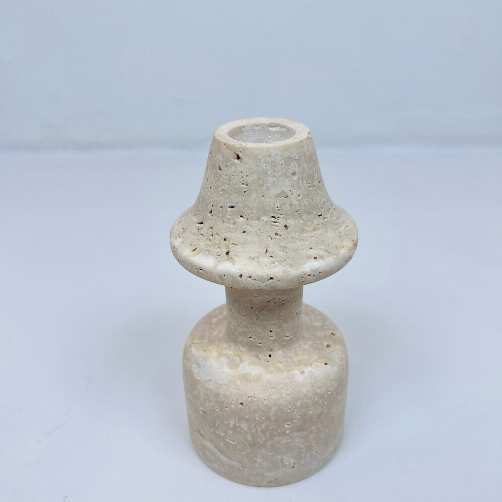 Cone Head Dumbbell Bottom Travertine Candle Stand