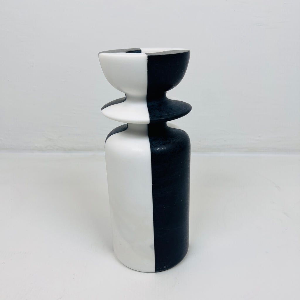 Black And White Dyed Marble Candle Stand