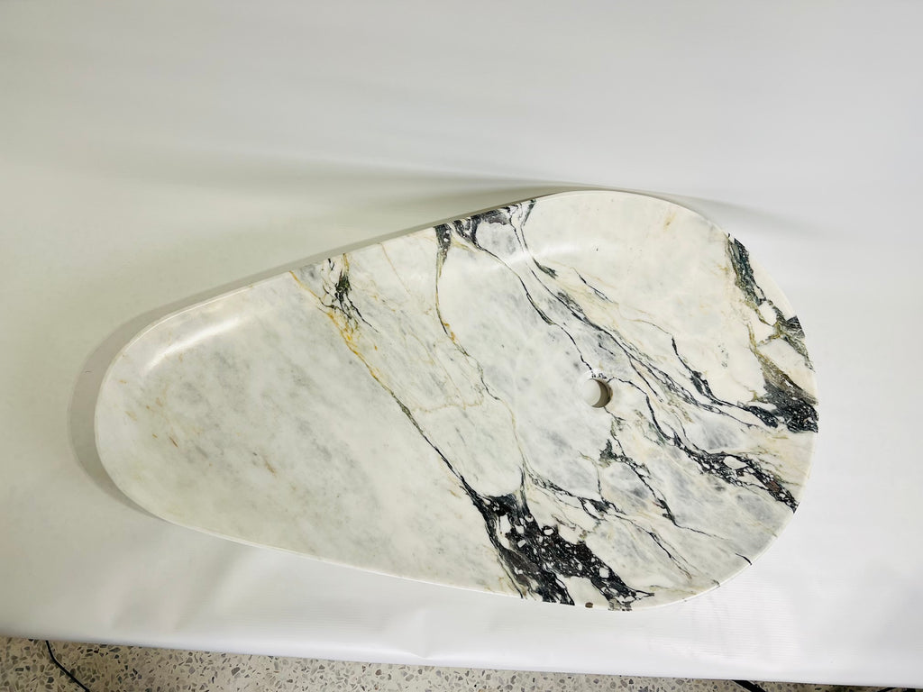 Veined Ribbed Marble Sink