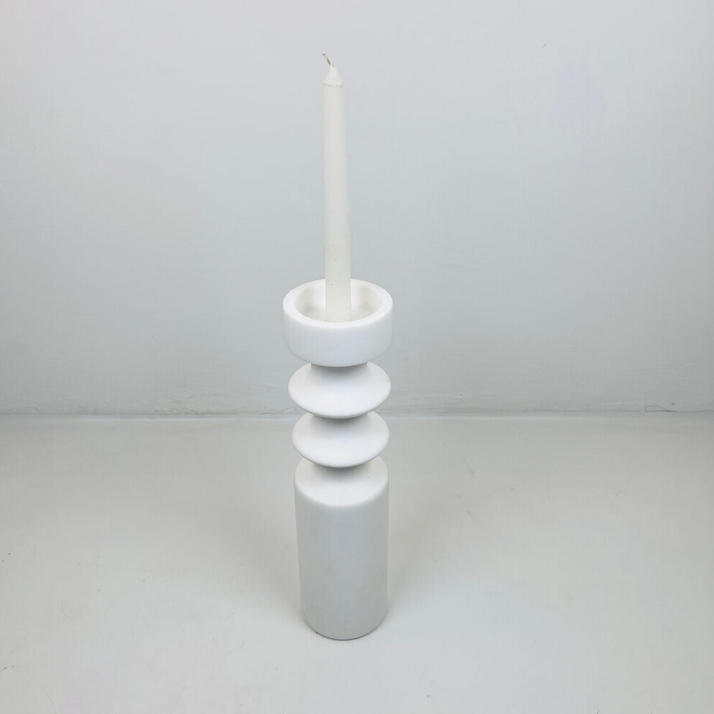 Double Disc Bulged Marble Candle Stand