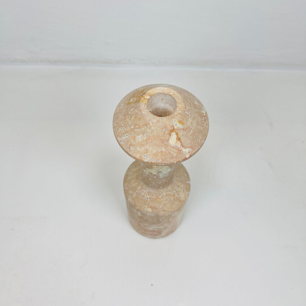 Long Bottled Light Red Travertine Candle Stand