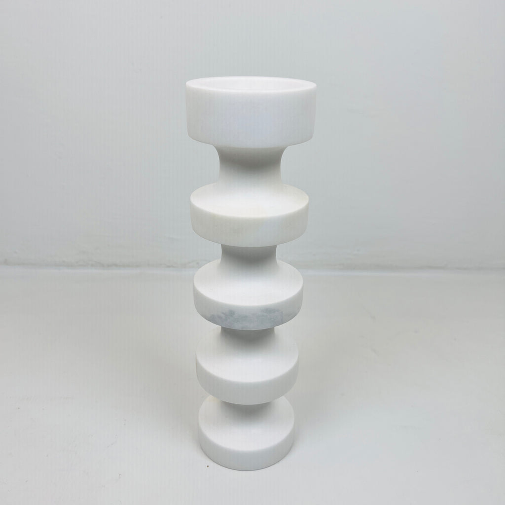 Stacked Disc White Marble Candle Stand