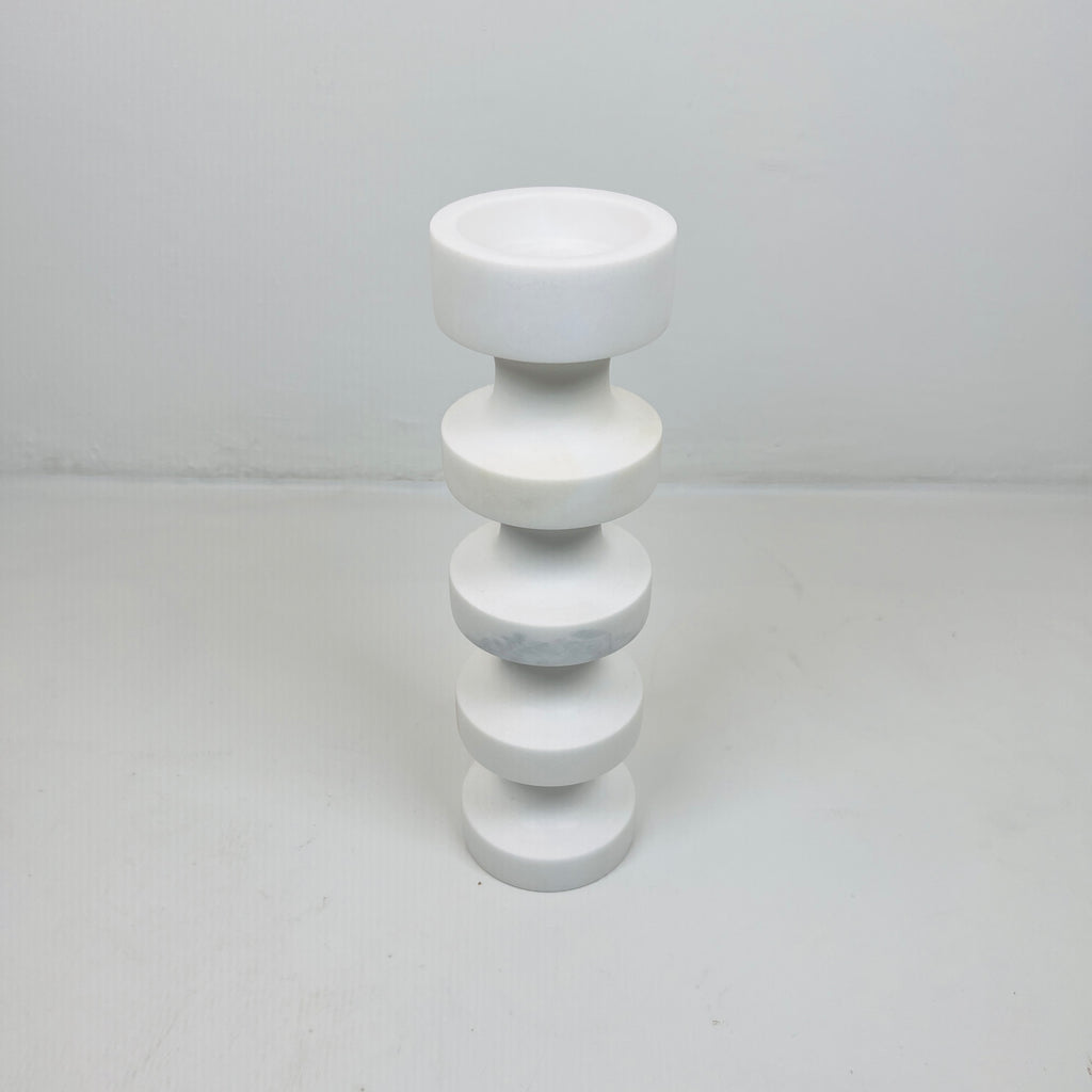 Stacked Disc White Marble Candle Stand