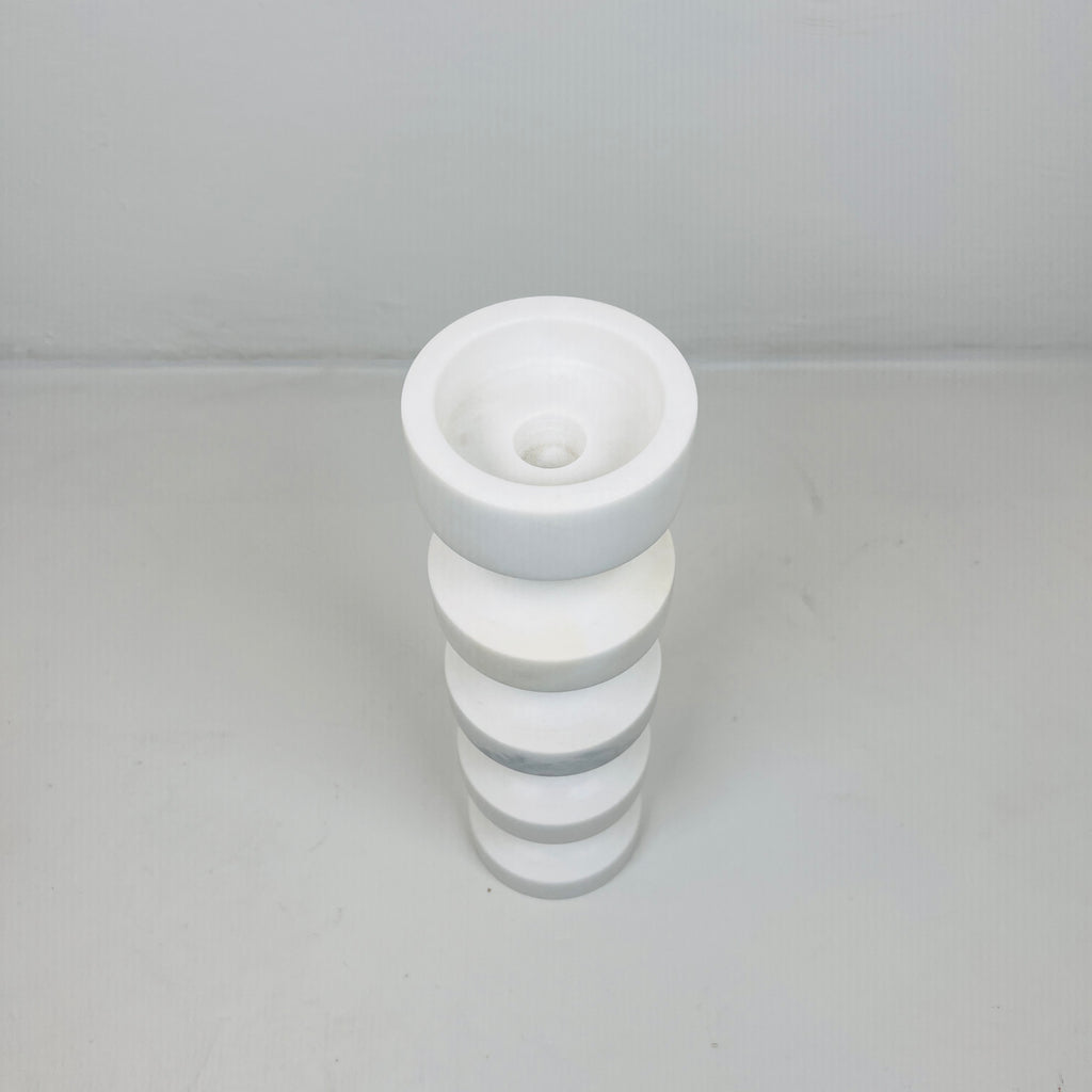 Stacked Disc White Marble Candle Stand