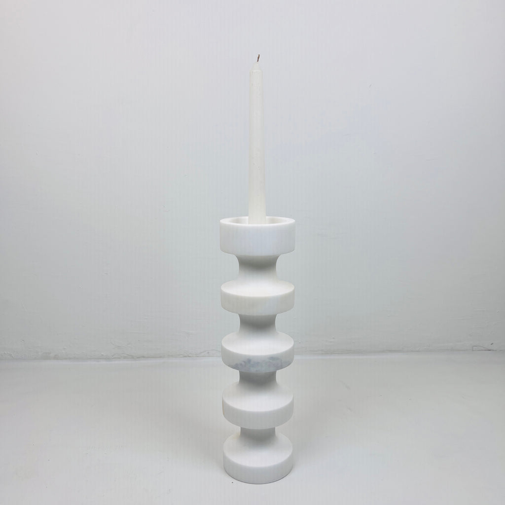 Stacked Disc White Marble Candle Stand