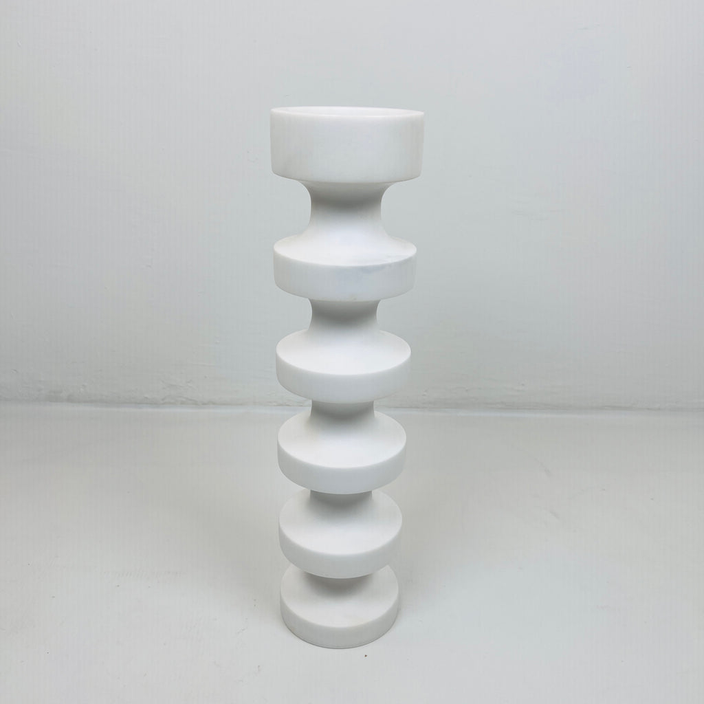 Stacked Disc White Marble Candle Stand