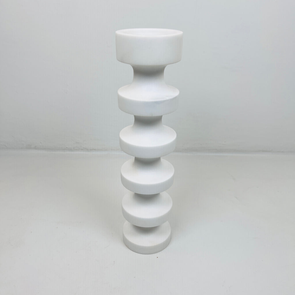 Stacked Disc White Marble Candle Stand