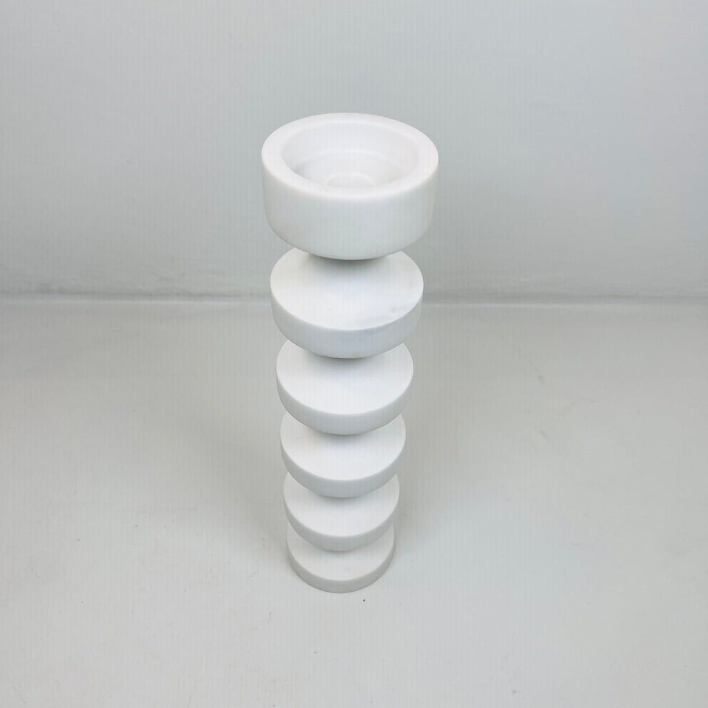 Stacked Disc White Marble Candle Stand