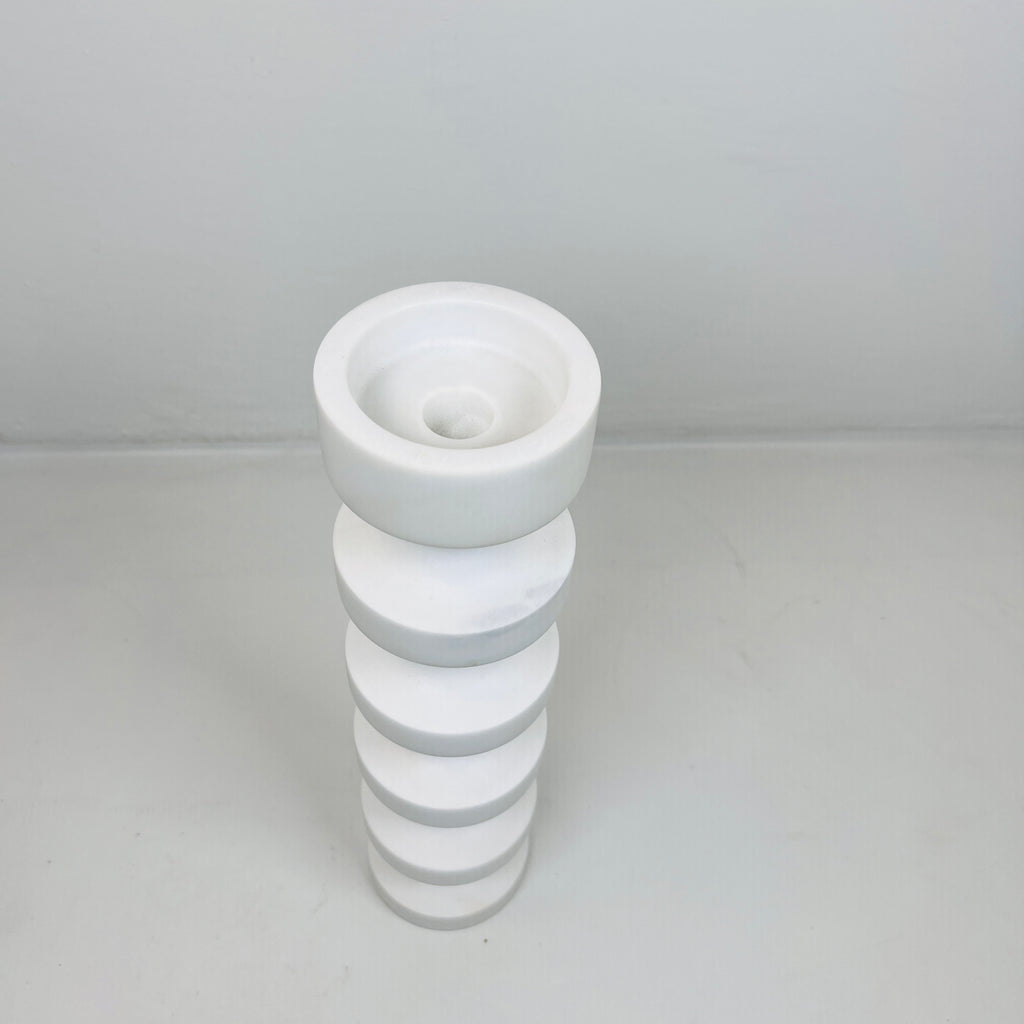 Stacked Disc White Marble Candle Stand