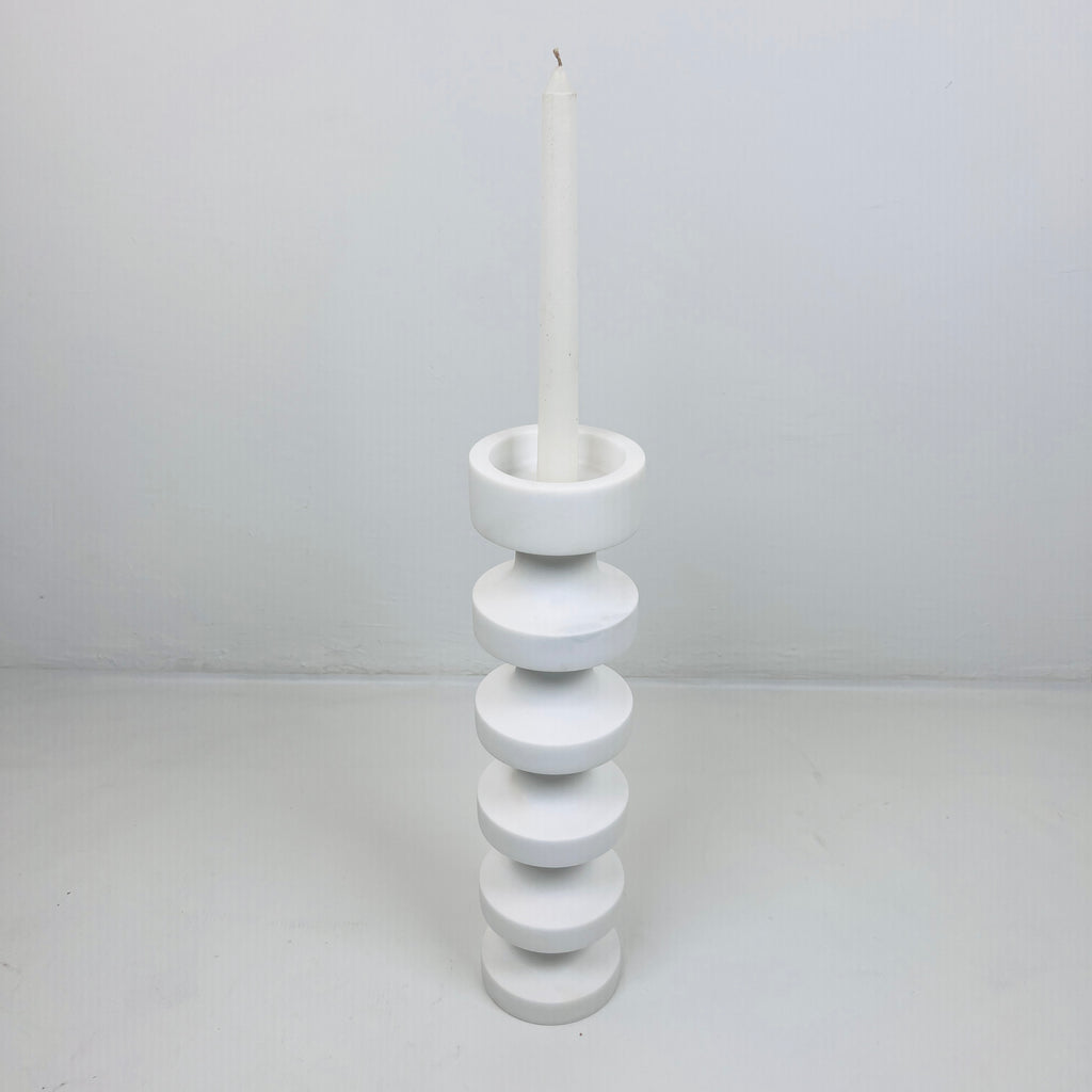 Stacked Disc White Marble Candle Stand