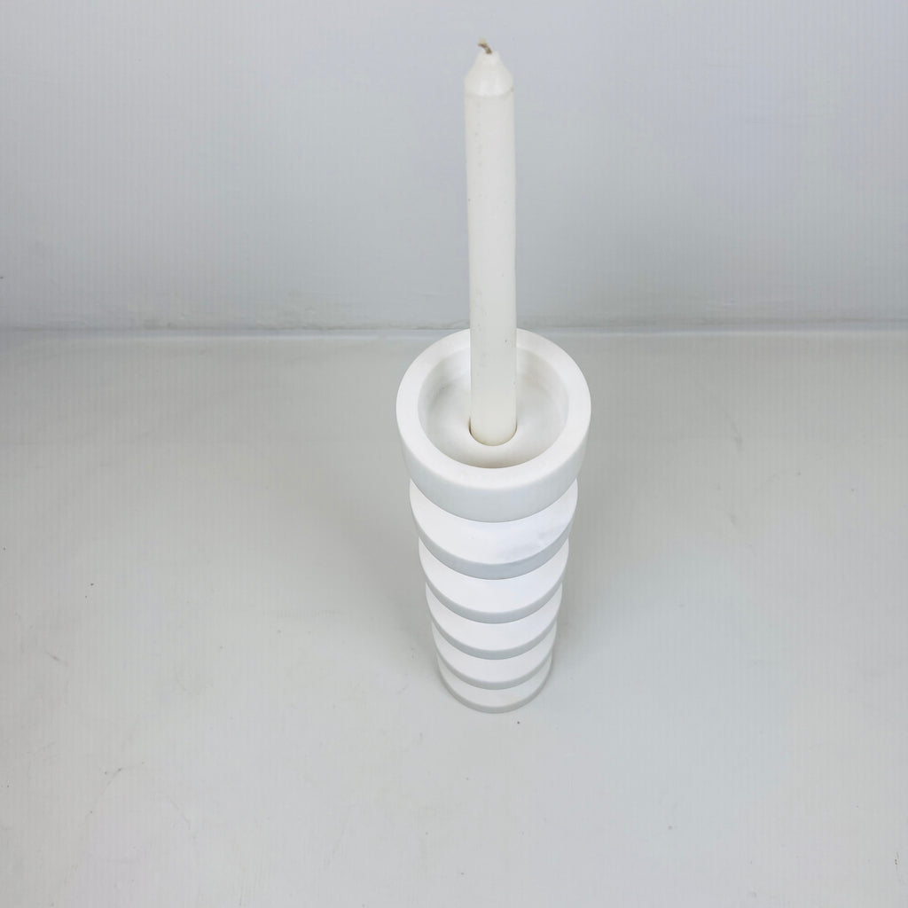 Stacked Disc White Marble Candle Stand