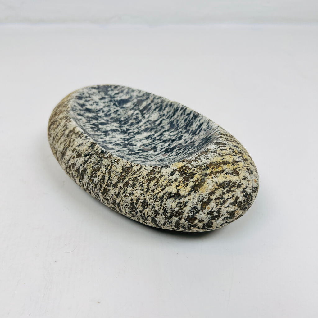 Riverstone Grey White Splotched Soap Dish