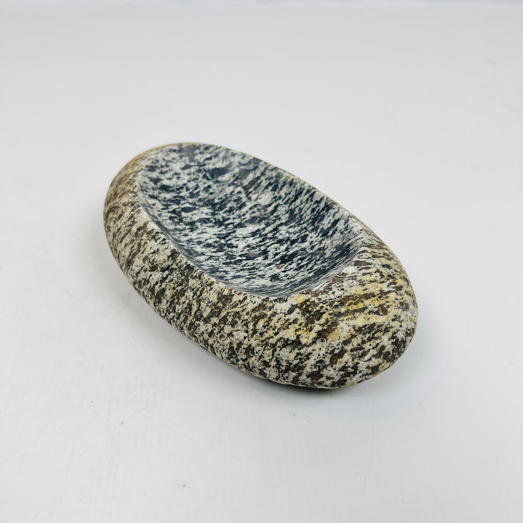 Riverstone Grey White Splotched Soap Dish