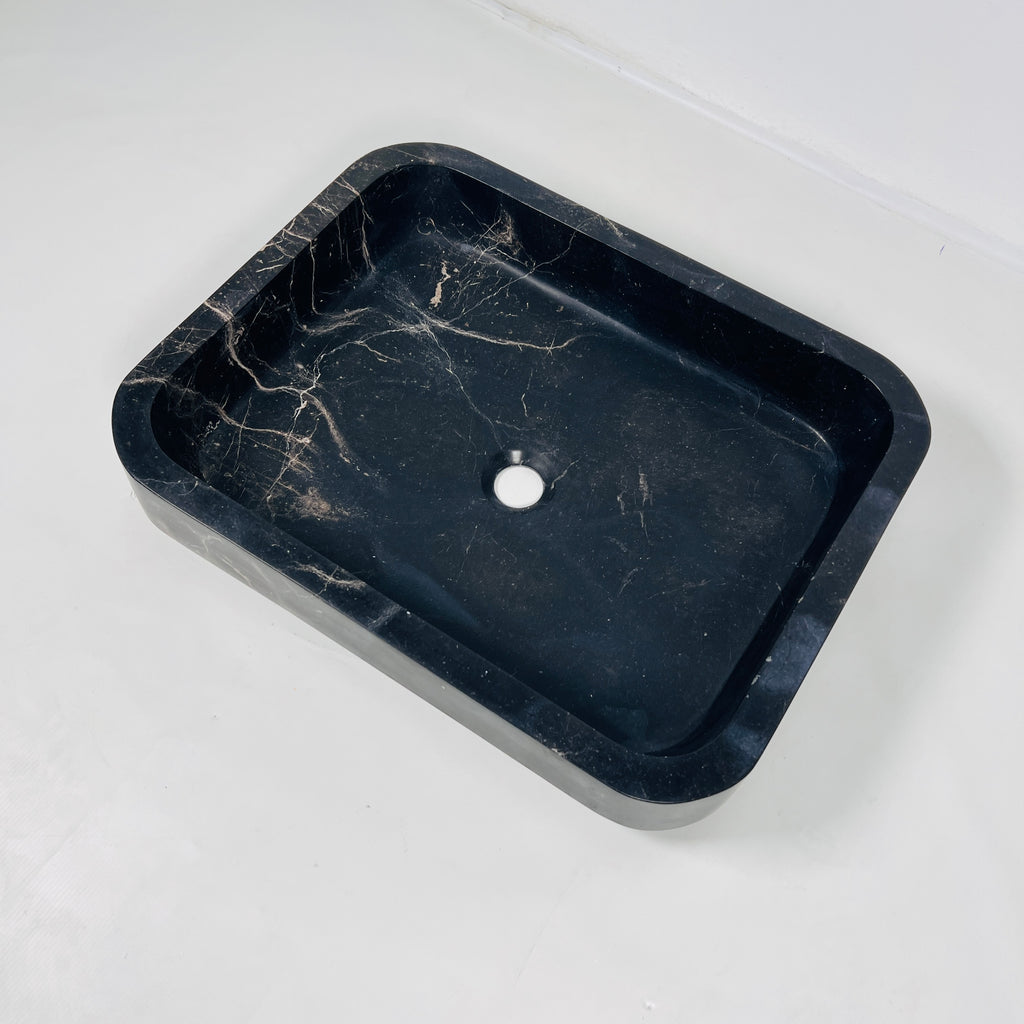 Black Rectangle Marble Sink