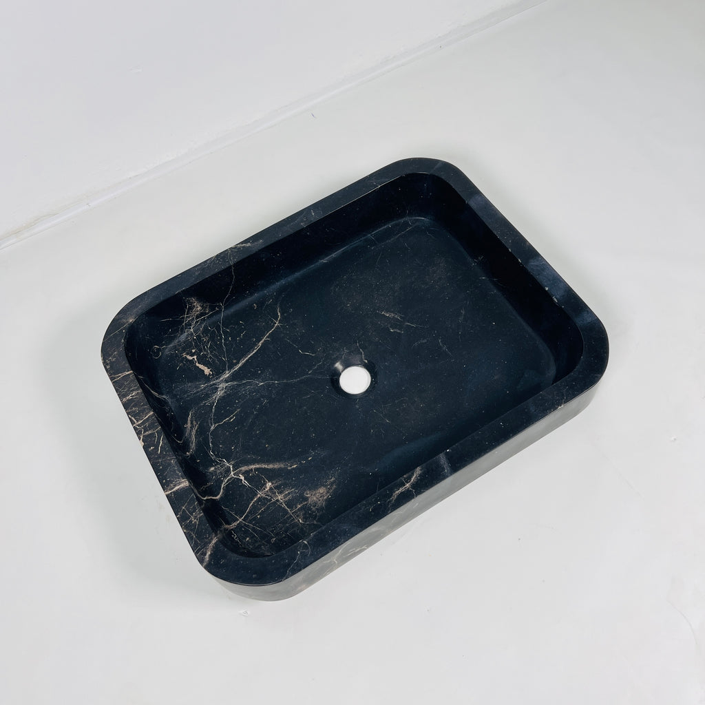 Black Rectangle Marble Sink