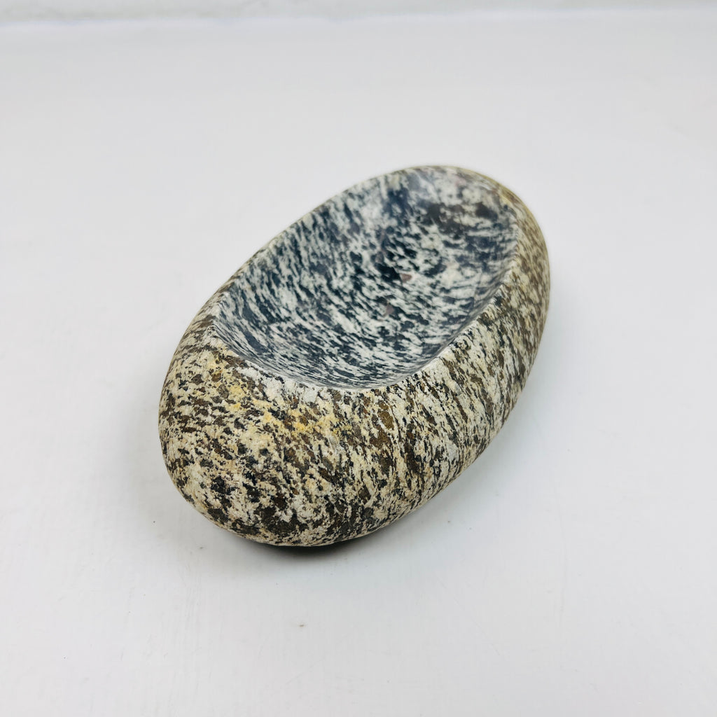 Riverstone Grey White Splotched Soap Dish