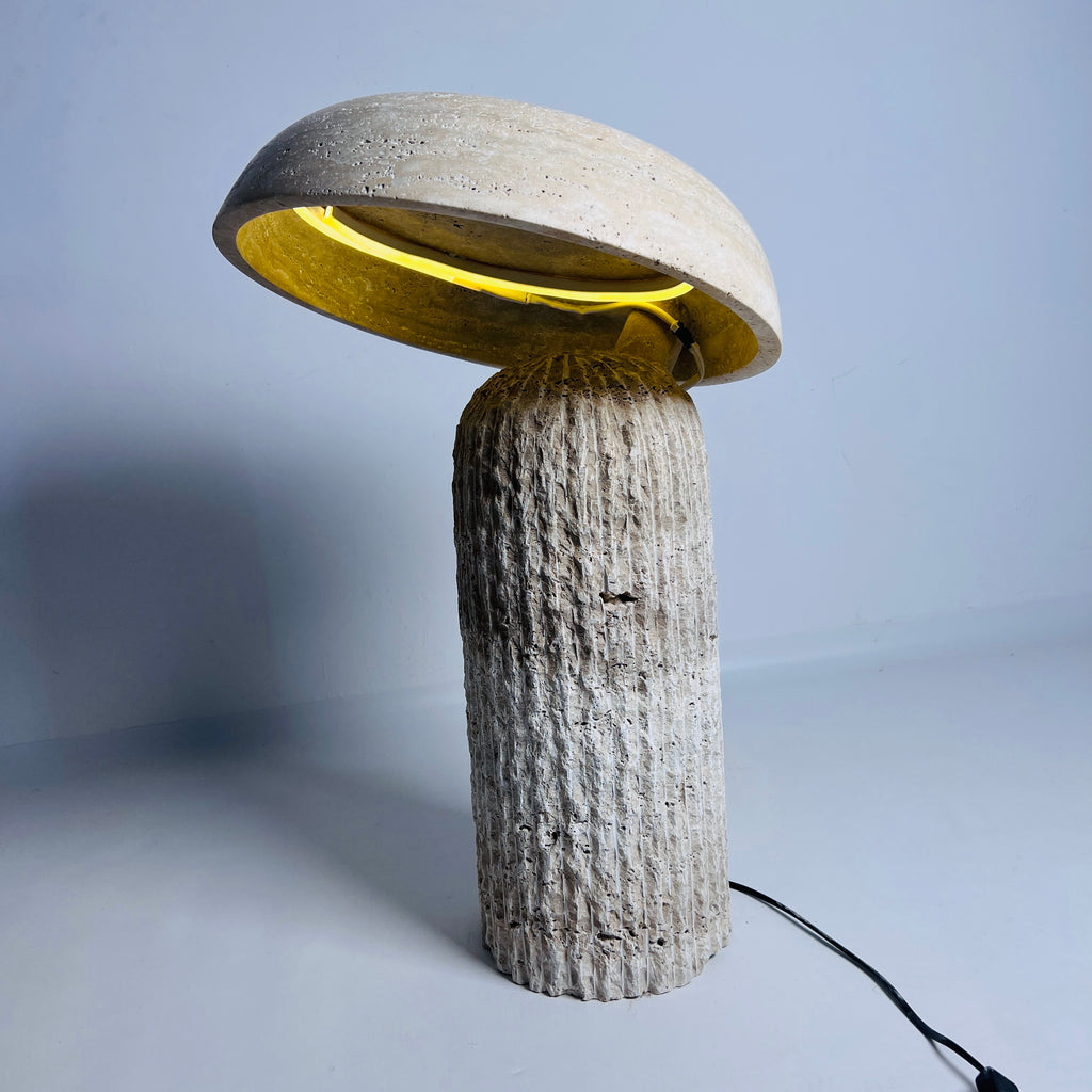 Mushroom Travertine Table Lamp