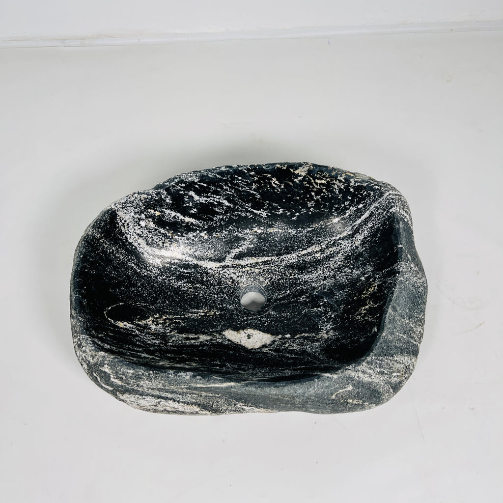 White and Grey Streaked Riverstone Sink