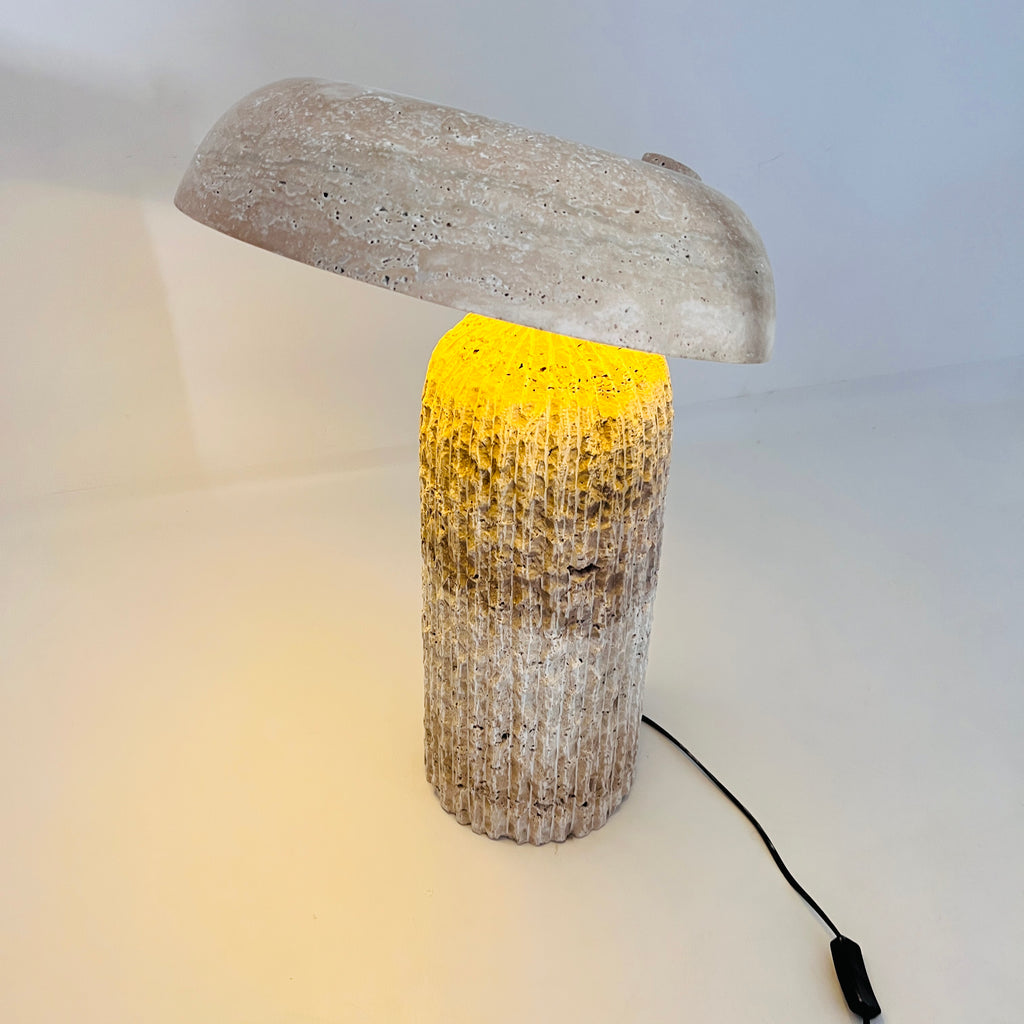 Mushroom Travertine Table Lamp