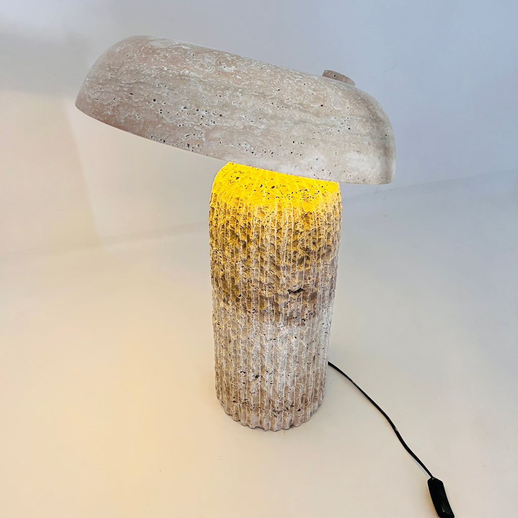 Mushroom Travertine Table Lamp