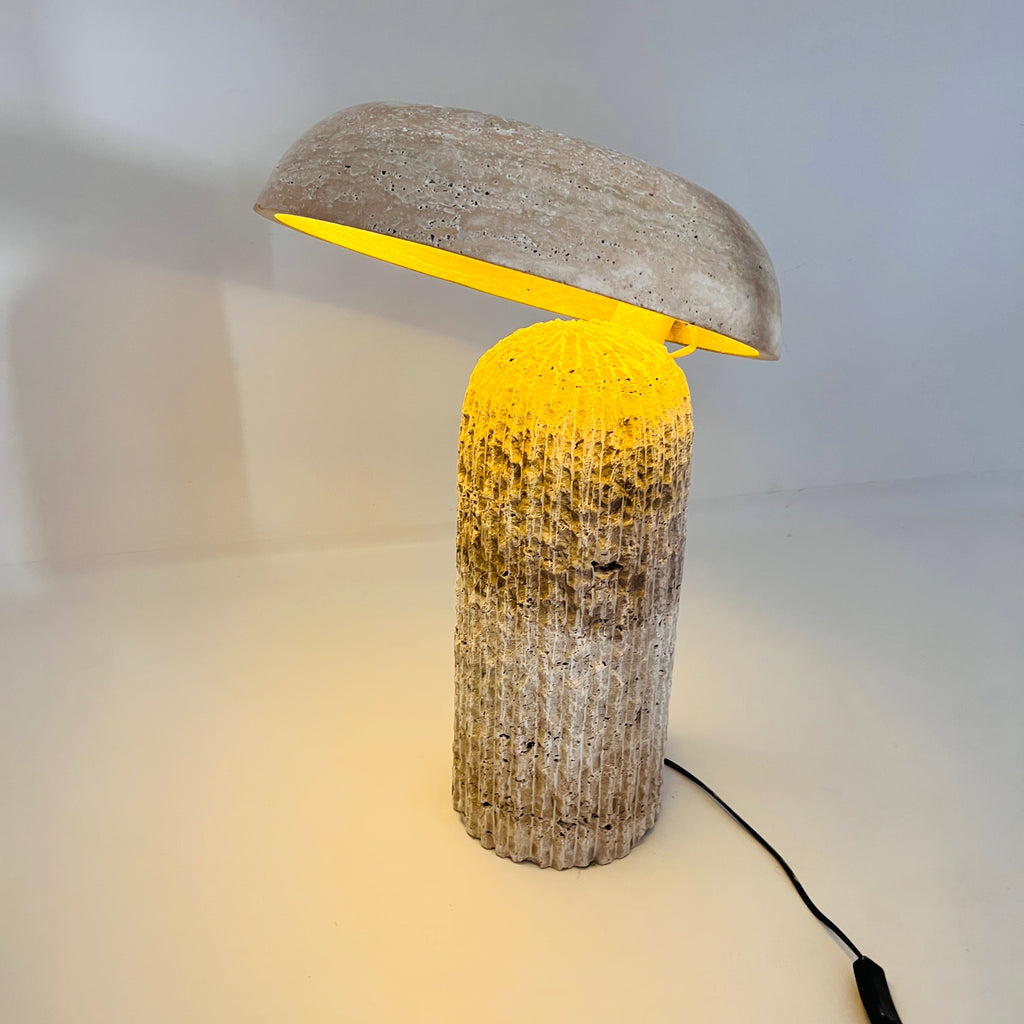 Mushroom Travertine Table Lamp