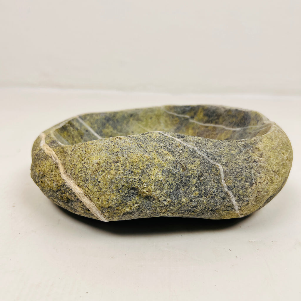 Green White Lined Bowl