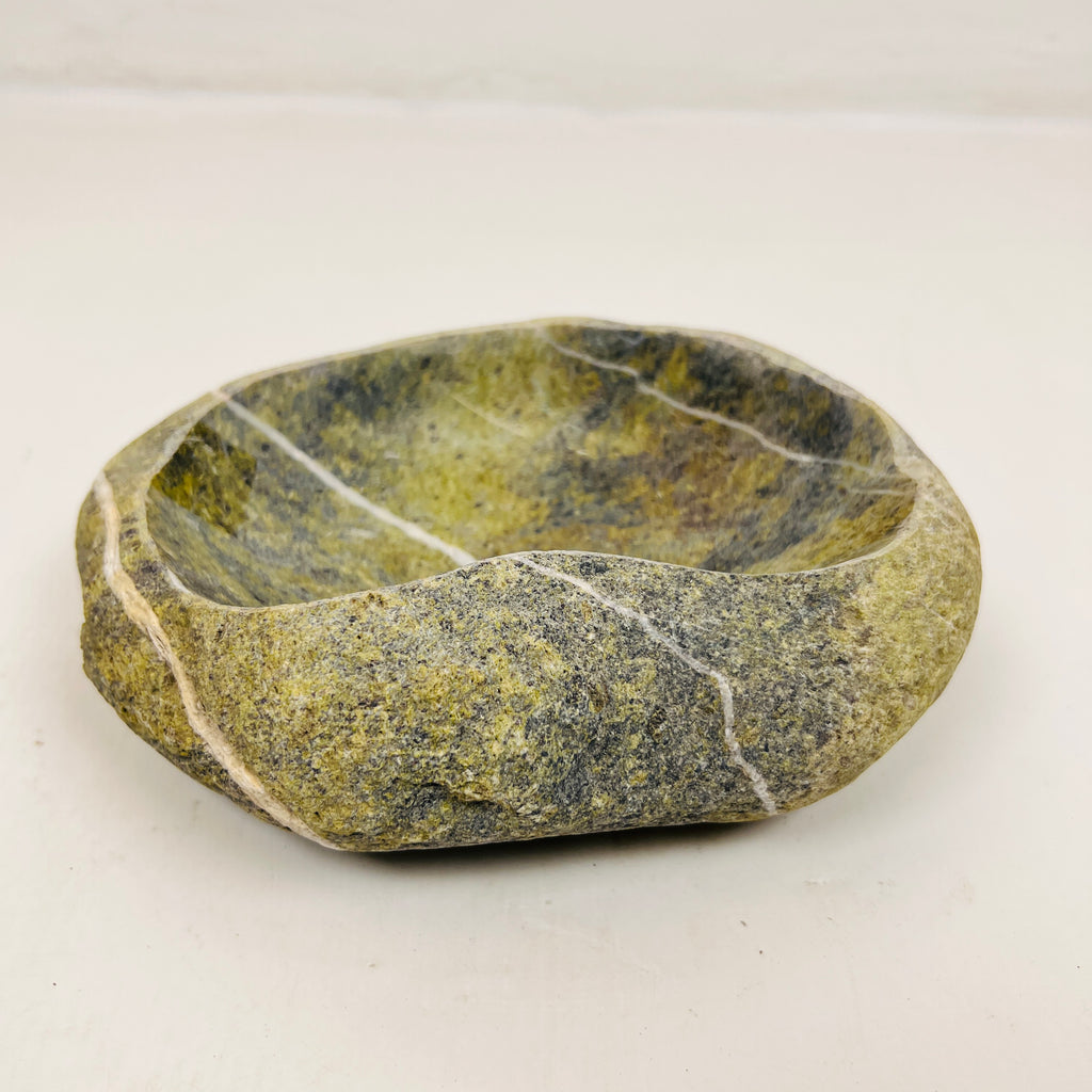 Green White Lined Bowl