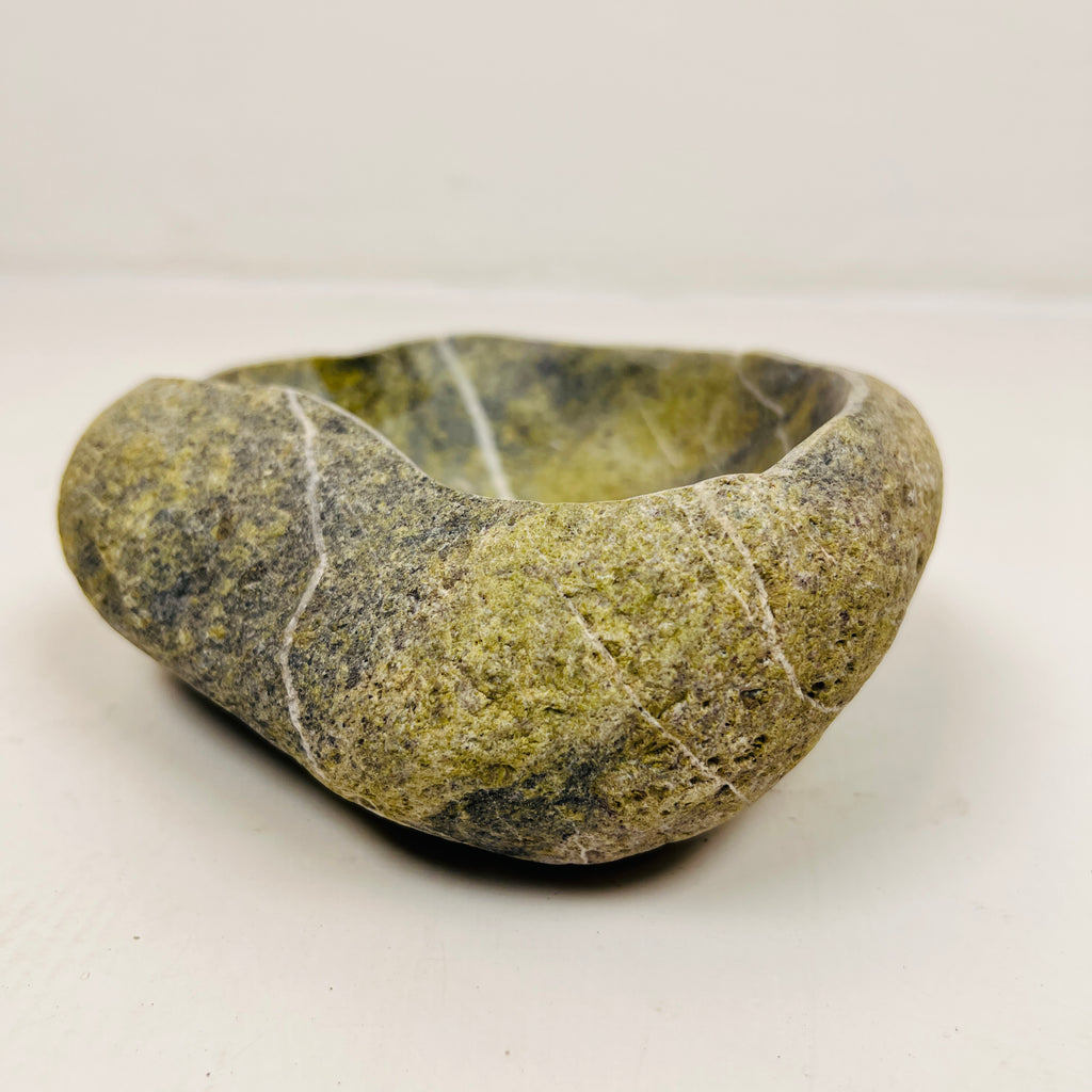 Green White Lined Bowl