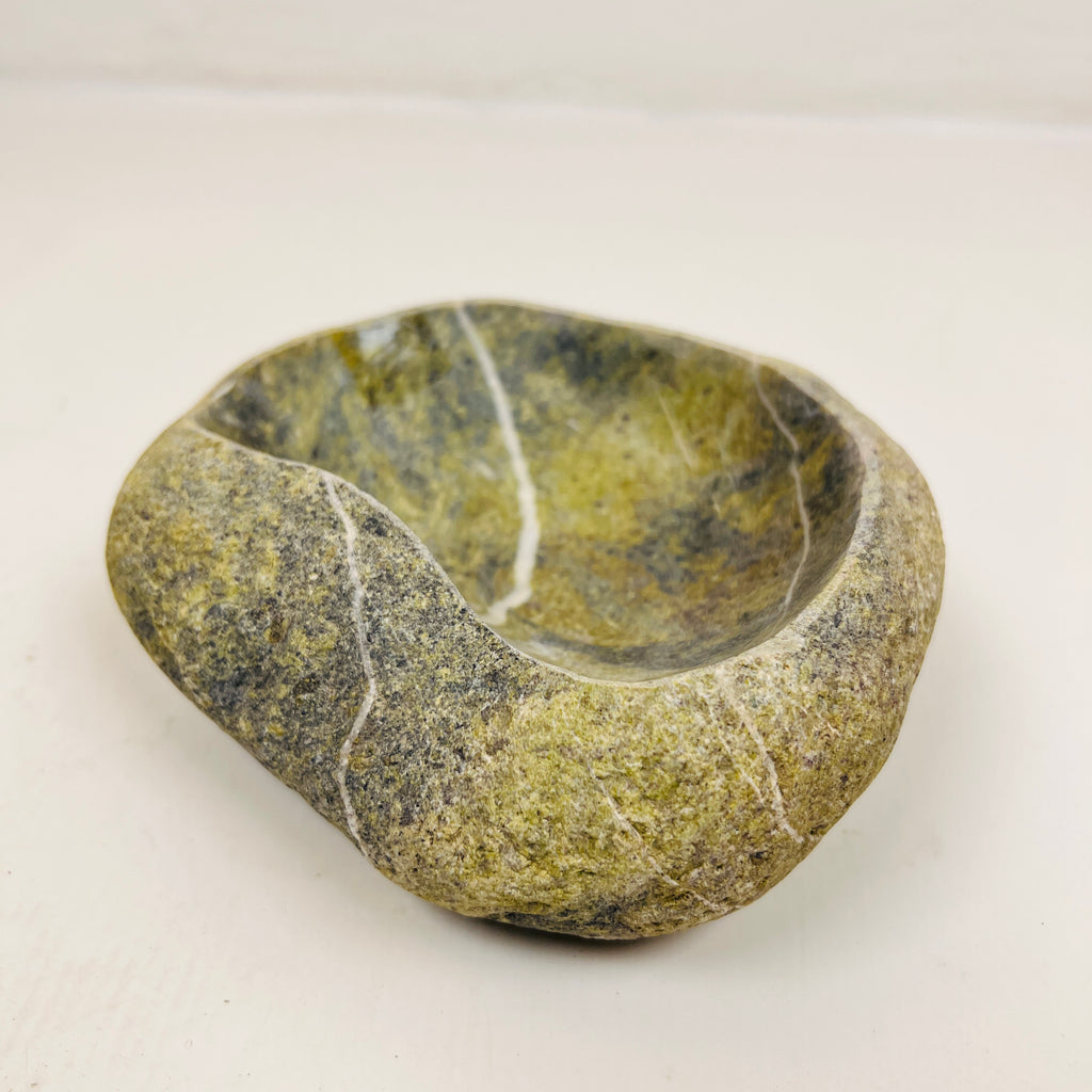 Green White Lined Bowl