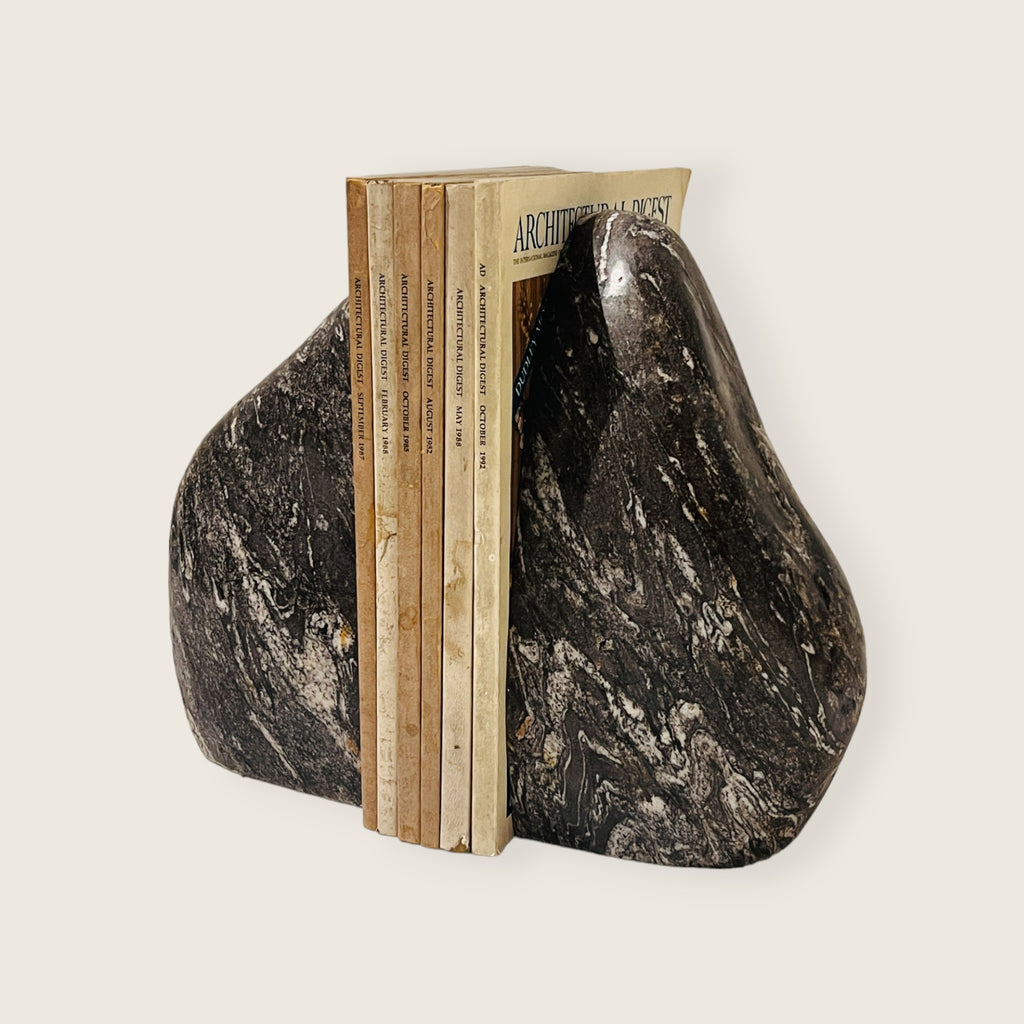 Black Splashed Riverstone Bookend