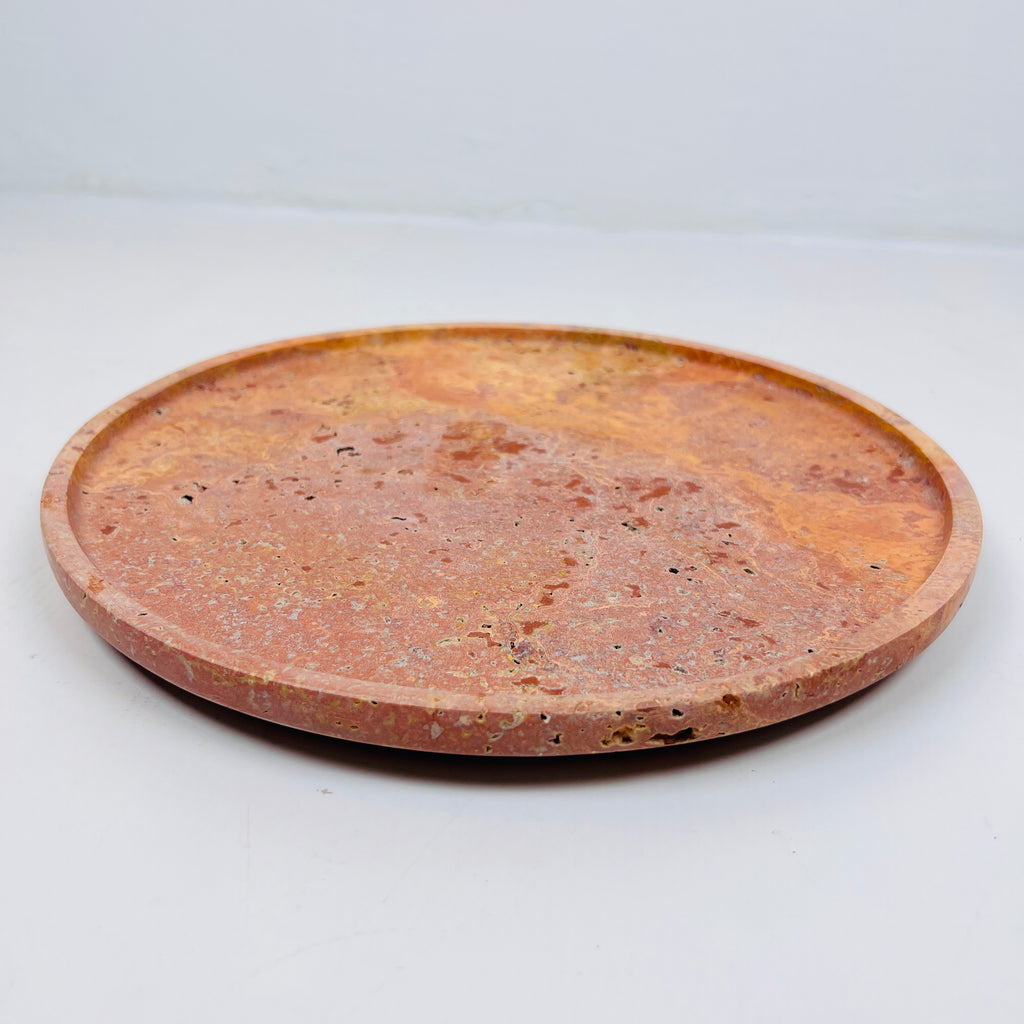 Red Marked Travertine Plate