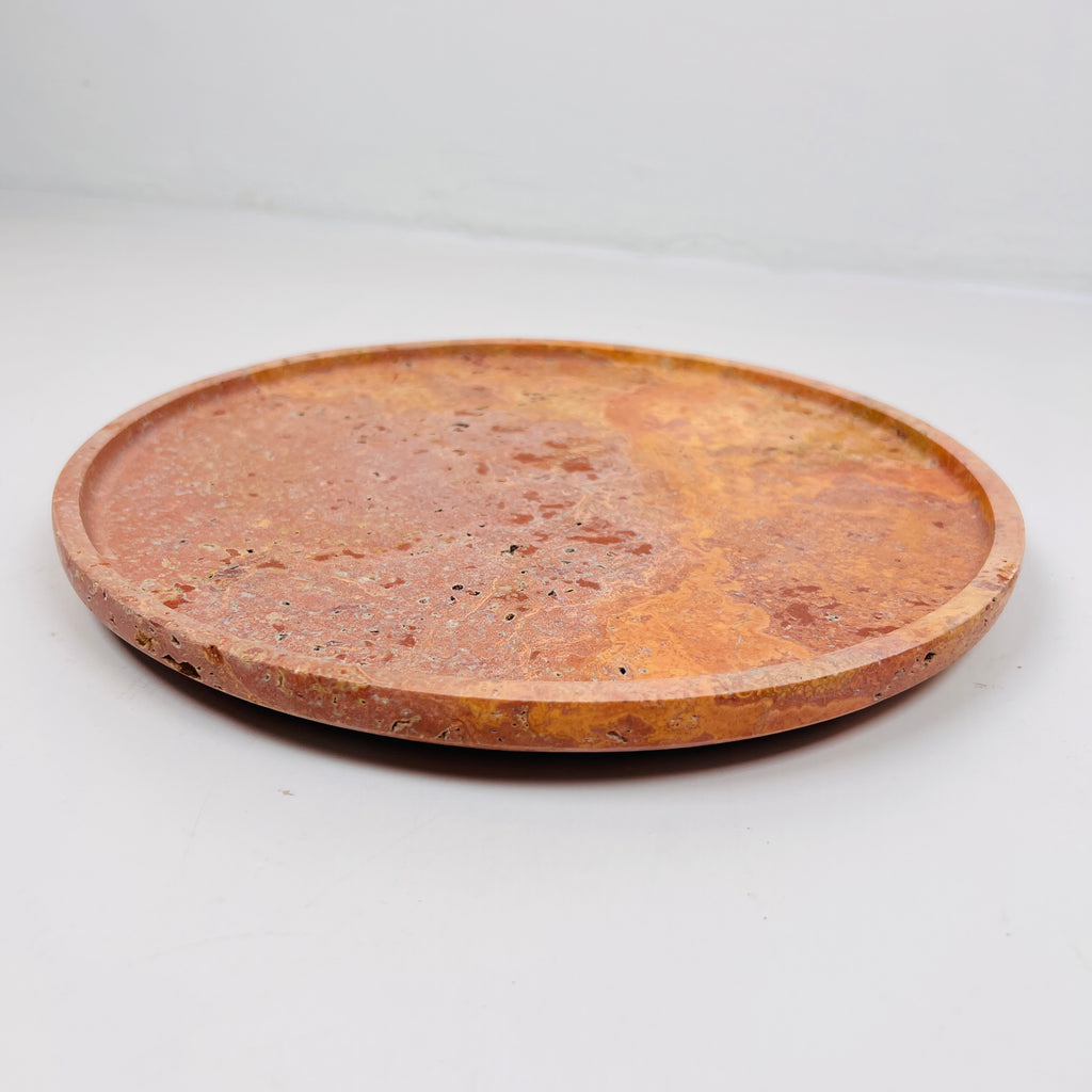 Red Marked Travertine Plate