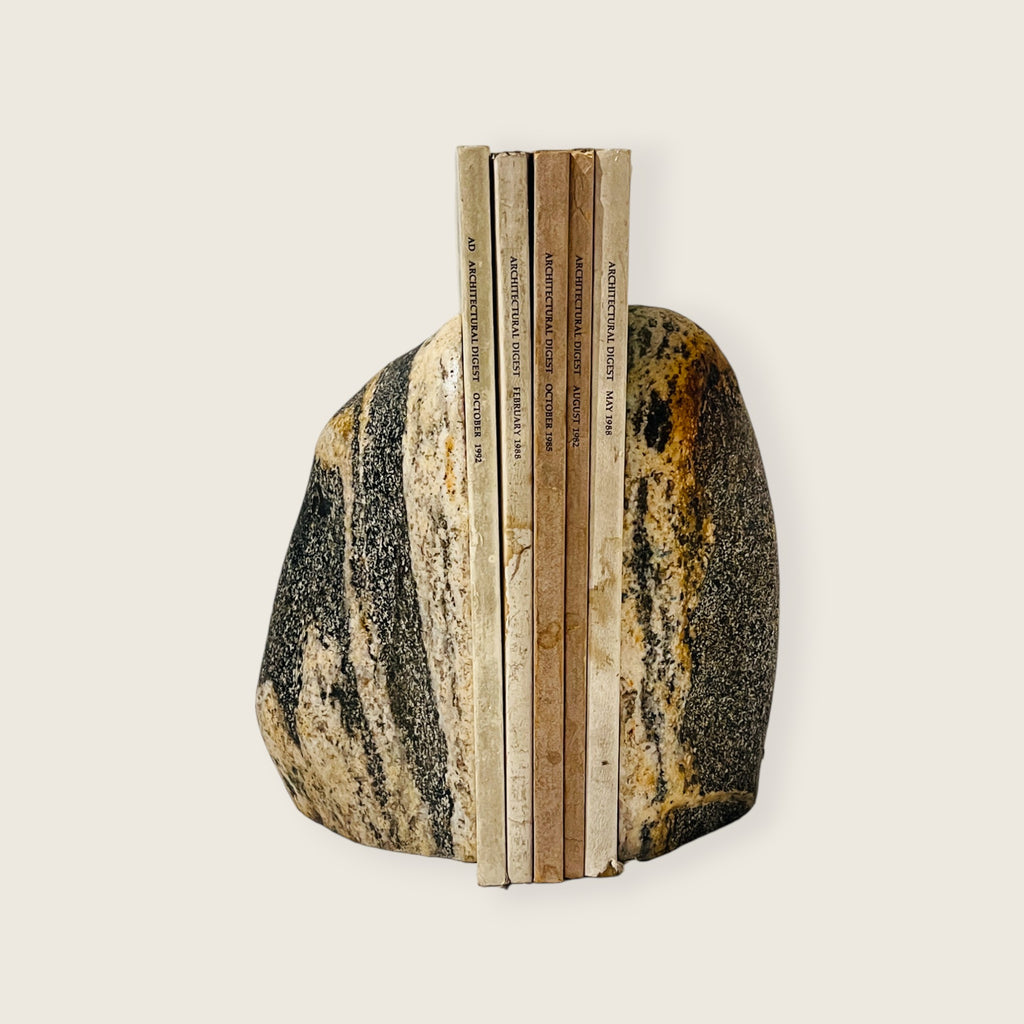 Brown Streaked Riverstone Bookend