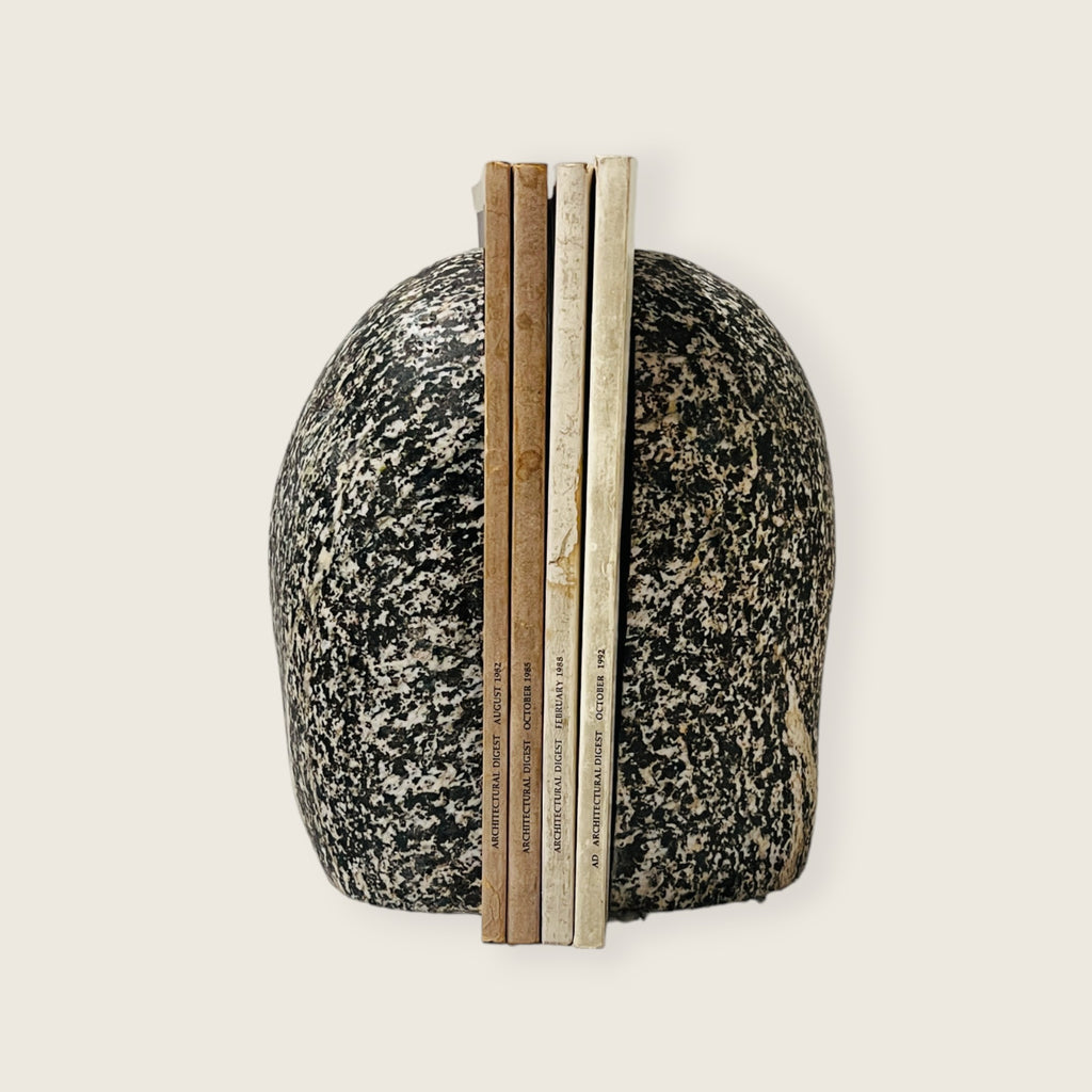 Black Splashed Riverstone Bookend