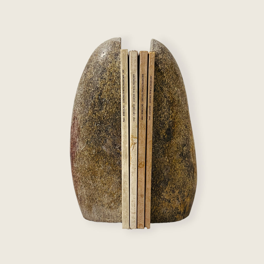 Golden Riverstone Bookend Pair