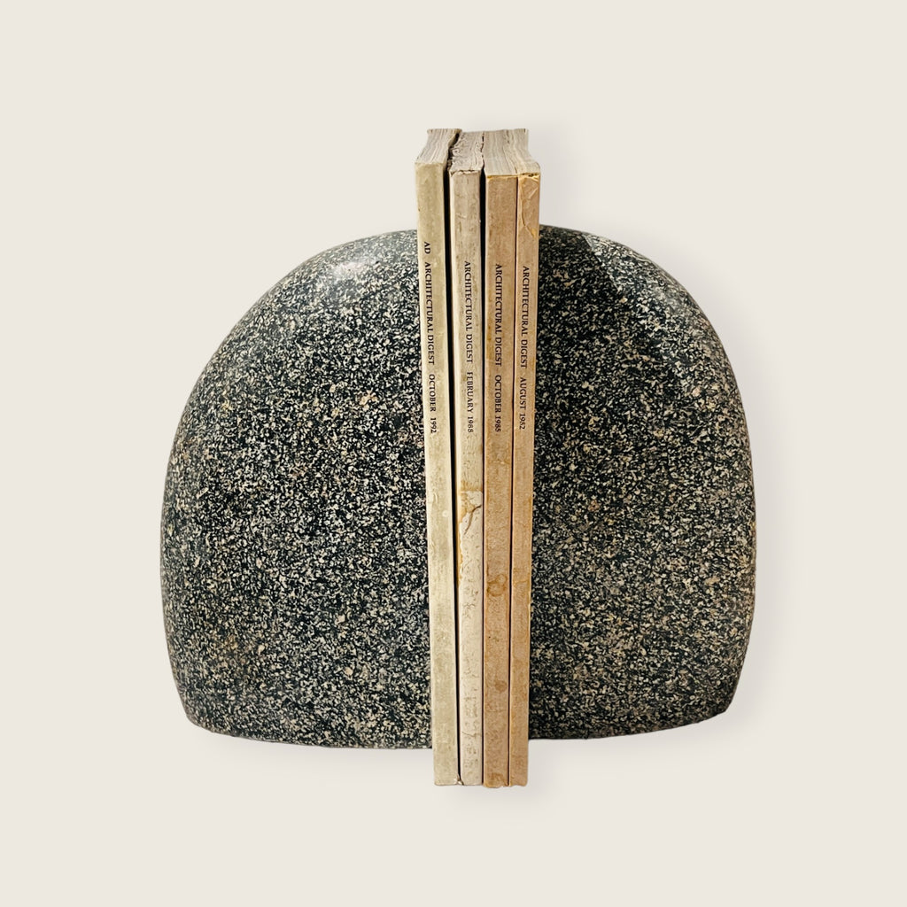 Black Dotted Riverstone Bookend Pair