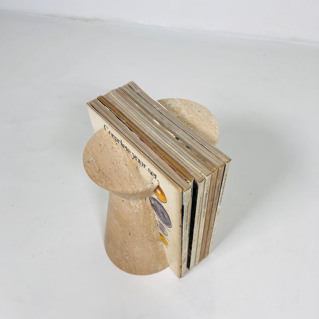 Beige Travertine Bookend Pair