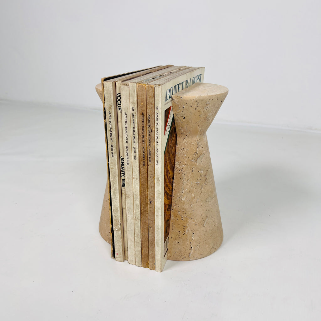 Beige Travertine Bookend Pair