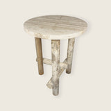 Three- Legged Travertine Side Table