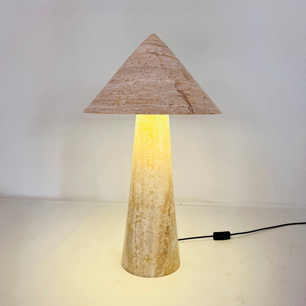 Cone-Head Travertine Table Lamp