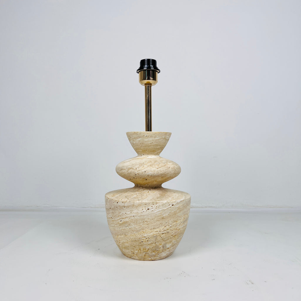 Pot Bottom Travertine Table Lamp