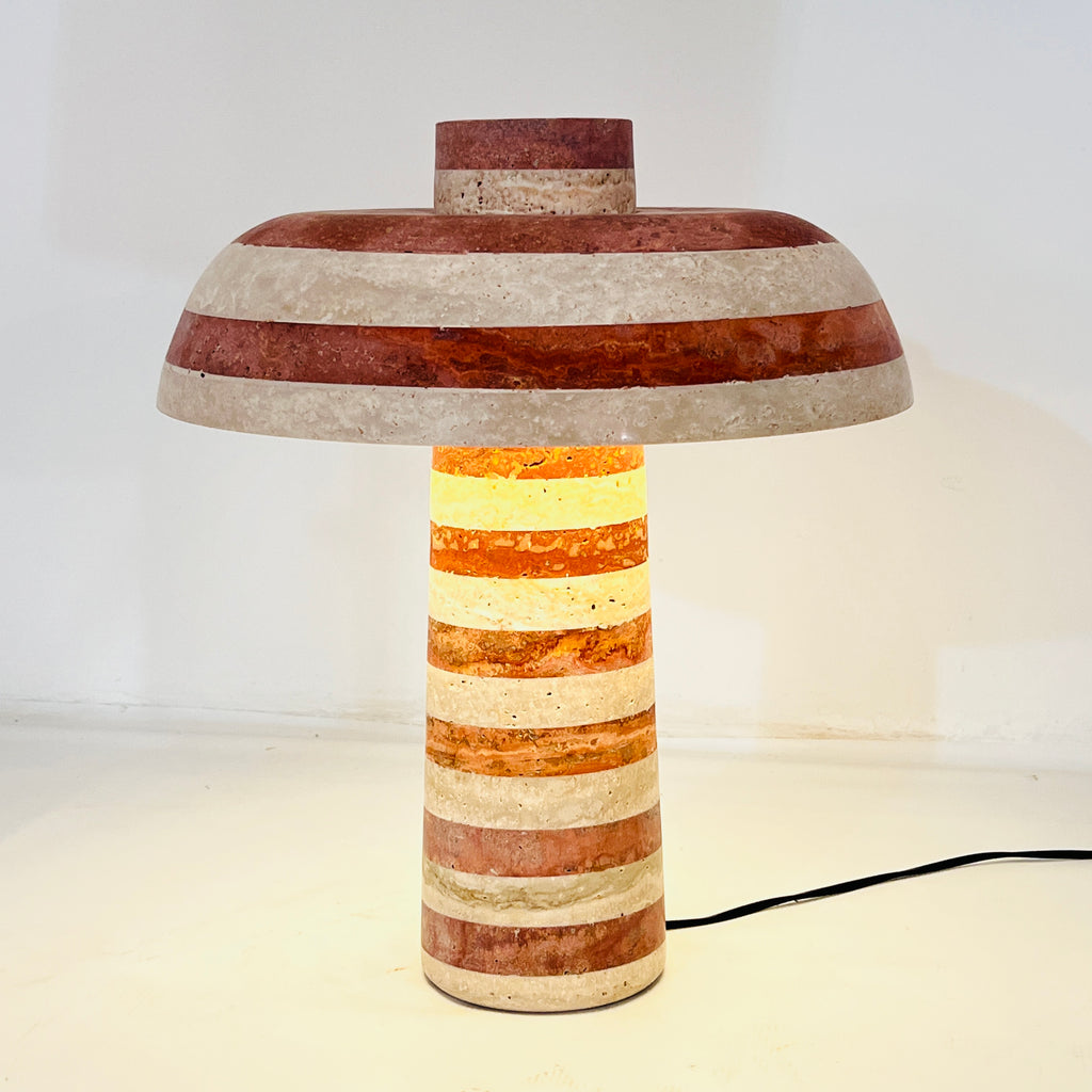 Dome Red Striped Table Lamp