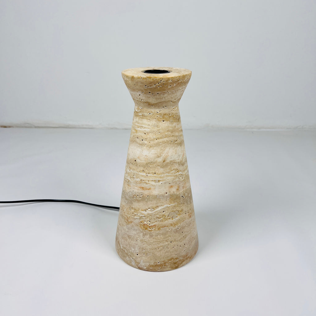 Camel Upside Down Funnel Travertine Table Lamp