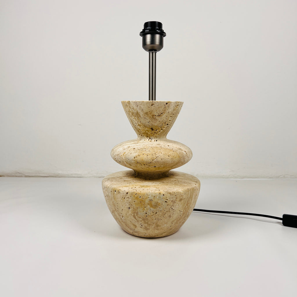 Pot Bottom Travertine Table Lamp