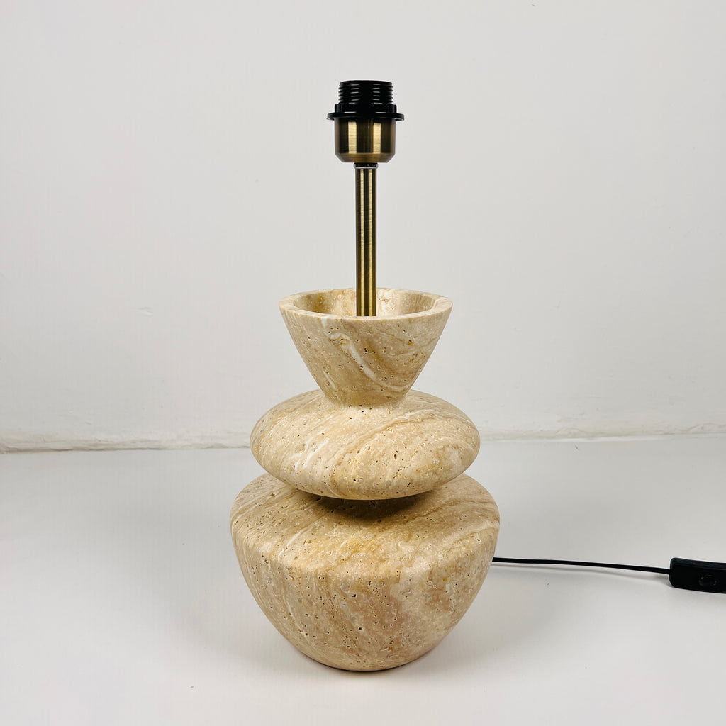 Pot Bottom Travertine Table Lamp