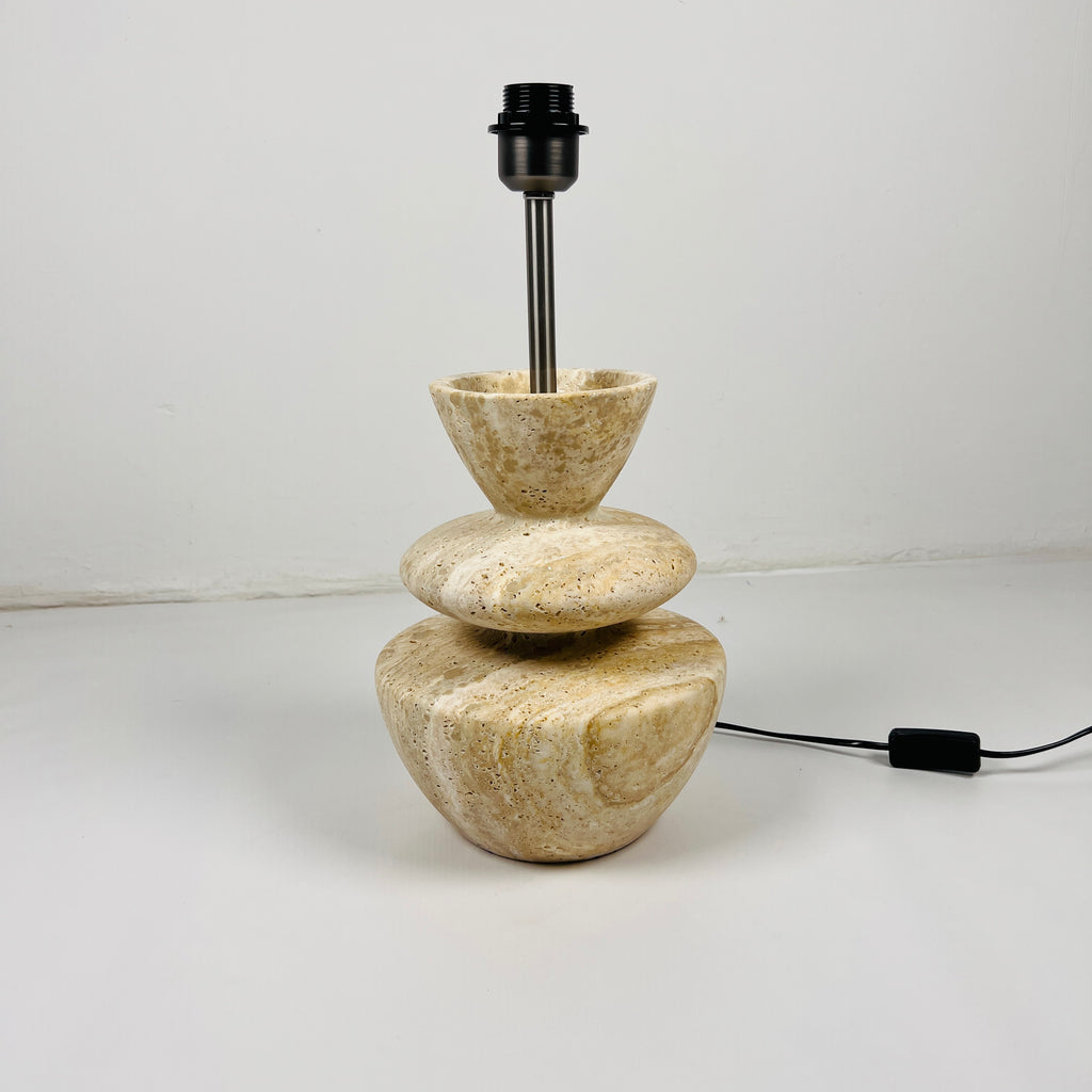 Pot Bottom Travertine Table Lamp